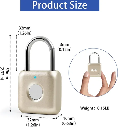 Vista 8 de Candado inteligente de huellas dactilares, cerradura de combinación con USB recargable, impermeable, adecuado para cajas de herramientas, mochilas