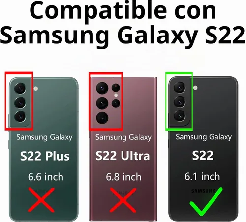 Vista 2 de Funda para Samsung Galaxy S22, Galaxy S22, con protector de pantalla, [grado militar] de 16 pies, con soporte magnético, funda protectora para Rojo