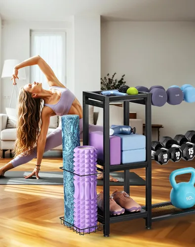 Vista 4 de FHXZH Soporte para mancuernas, soporte de pesas ajustable para gimnasio en casa, soporte de peso resistente para mancuernas y pesas rusas