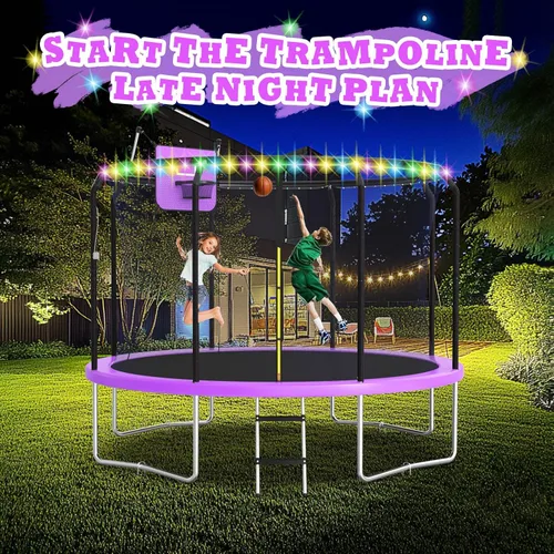 Vista 6 de 14FT Trampoline Outdoor for Kids with Safety Enclosure Net and Ladder, ASTM Approved Recreational Trampoline, Support 450LBS