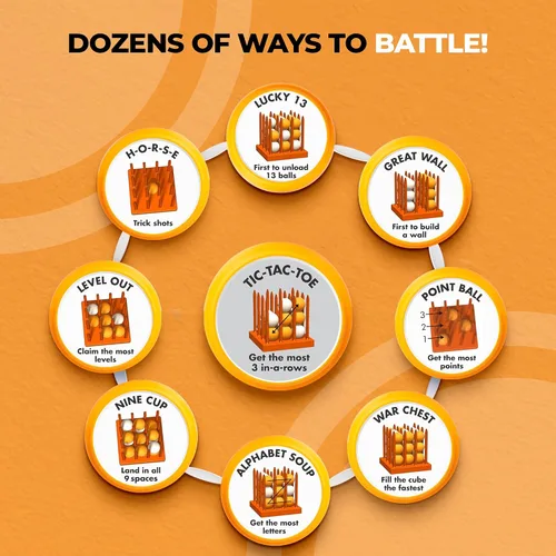 Vista 4 de Juego de mesa Bounce Battle™ Set – Edición Marmolada – Juego rápido en familia y para fiestas para niños, adolescentes y adultos – Estrategia
