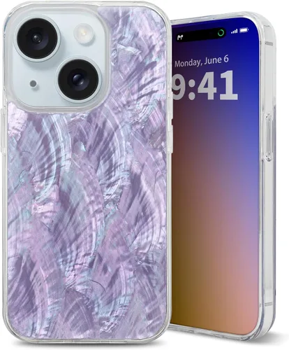 Vista 9 de Funda para iPhone fabricada con concha marina genuina única, duradera, impresionante hermosa, protección contra caídas, funda estética de lujo Beige