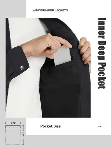 Vista 5 de MAGNIVIT Chaquetas ligeras para hombre, cortavientos ligeros, con cremallera completa, elegante, abrigo de golf, negocios, trabajo, vestido casual