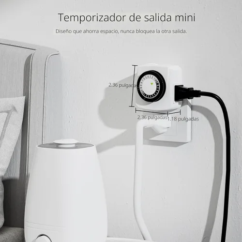 Vista 4 de BN-LINK Temporizadores de interior con enchufe mecánico de 2 puntas, mini temporizadores de lámpara de 24 horas, paquete de 2
