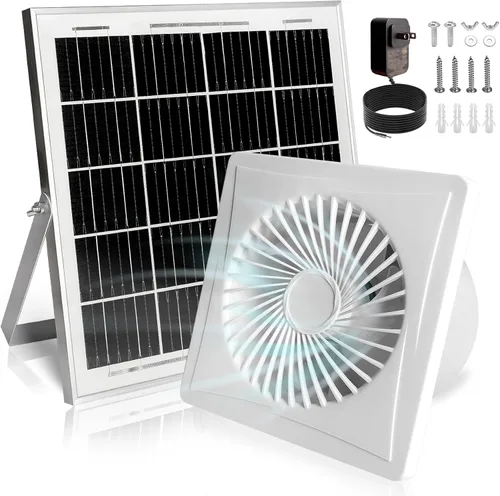 Vista 10 de Ventilador de escape solar: compacto para espacios pequeños, ventilador de ventilación silencioso sin escobillas de 6 pulgadas, panel solar de 25 W
