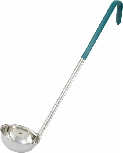 Vista 8 de Winco Cucharón de plástico de doble boquilla de una pieza, 1 onza, 13 pulgadas, cola roja