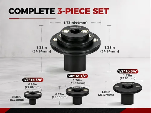 Vista 2 de BILITOOLS Juego de adaptadores de vaso de impacto de perfil bajo de 3