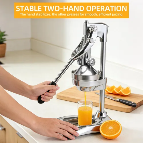 Vista 3 de Exprimidor manual, prensador manual de acero inoxidable resistente, exprimidor de limón para granadas, naranja, lima