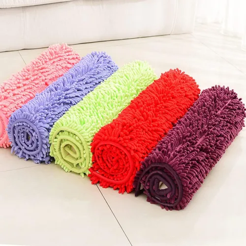 Vista 5 de Alfombra rectangular de baño tipo sloid, suave y absorbente, de felpilla, de microfibra, antideslizante, lavable a máquina, alfombra para puerta
