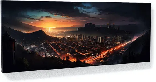 Vista 14 de Sense Canvas Arte en lienzo de la ciudad de Los Ángeles 1, decoración del hogar, póster impreso, pintura pequeña de 20 x 8 / 0.75 pulgadas