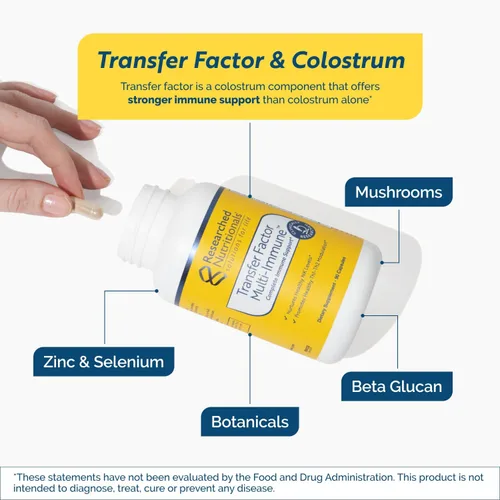 Vista 4 de Suplemento de Apoyo Inmunológico Multi-Factor de Transferencia - Fórmula de Apoyo Inmunológico Probada Clínicamente con Calostro, Hongos, Té Verde