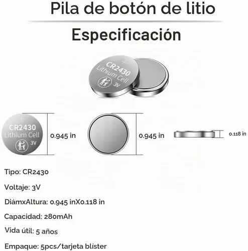 Vista 3 de PGSONIC Batería de litio CR2430 3V (5pcs)