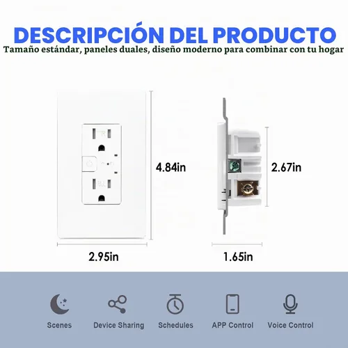 Vista 4 de Salida inteligente Matter 15A, Google Home, Alexa, SmartThings, solo 2.4G