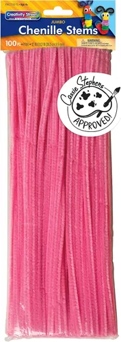 Vista 14 de Creativity Street Jumbo Chenille Stems, 12" x 6 mm, Craft Pipe Cleaners in Assorted Basic Colors, Pack of 100, Case of 12 Packs, 1200 Chenille Stems