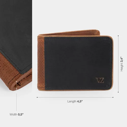 Vista 3 de VELEZ Carteras de cuero genuino para hombre Azul Vintage