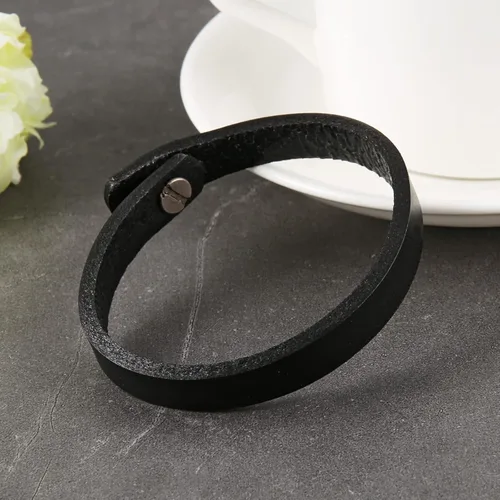 Vista 4 de HZMAN Brazalete de Cuero Ajustable Hecho a Mano Estilo Steampunk Muñequera de Cuero Minimalista