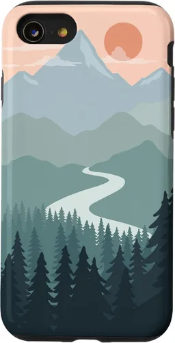Vista 18 de Boho Chic Pines Forest Mountains Landscape Minimal Sunset Case for iPhone 16