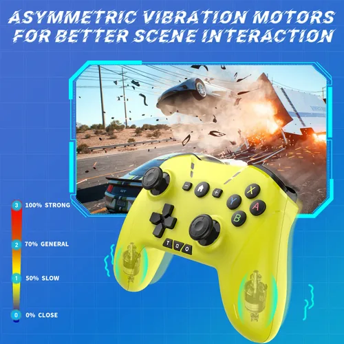 Vista 6 de Bluetooth Controller for SwitchMacPCSteamMobile PhoneiOSAndroidTViPadTableApple Arcade MFi Games, Switch Pro Controller Wireless with Adjustable