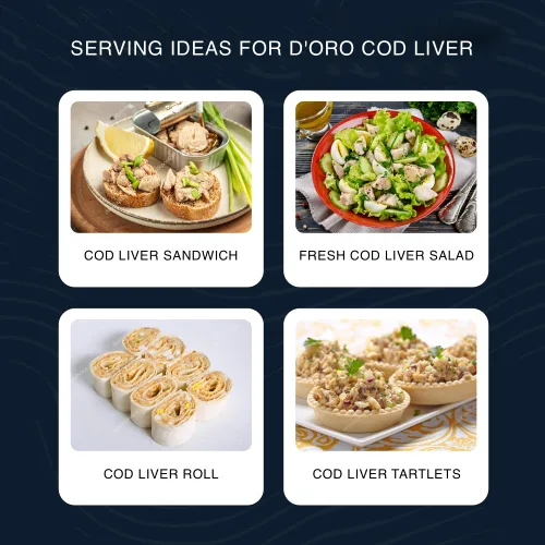 Vista 5 de D'ORO Hígado de bacalao islandés prémium en aceite – Delicia gourmet capturada en la naturaleza, rica en omega-3 y vitamina D 4.27 oz (121 gr) 3