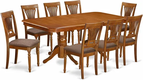 Vista 13 de East West Furniture NAPL7-WHI-C - Juego de mesa de cocina de 7 piezas que consta de una mesa de comedor rectangular con hojas de mariposa y 6 sillas