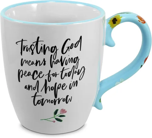 Vista 2 de Lighthouse Christian Products Taza de café de cerámica Peace For Today de 19 onzas