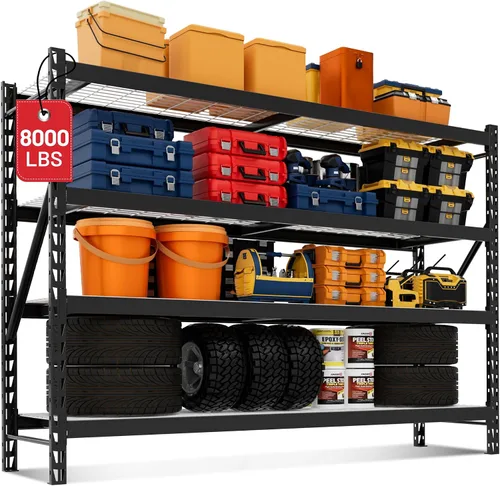 Vista 17 de WORKPRO Estantería negra de 5 niveles con tabla, 24.1 pulgadas de ancho x Negro