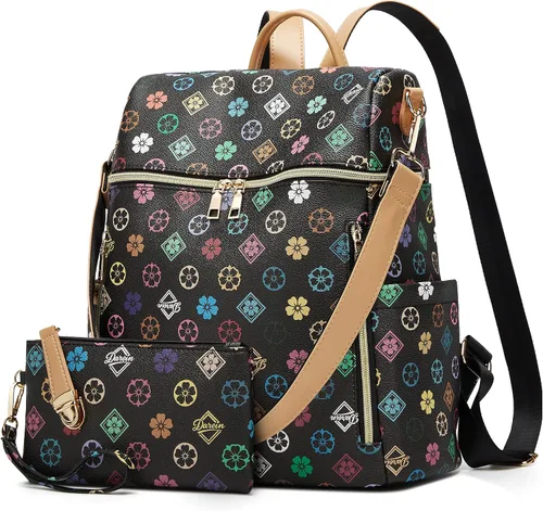 Vista 39 de Makes - Bolso tipo mochila para mujer, de piel sintética, bolso de viaje con diseño convertible a cartera, 12 pulg., Mochilas de viaje