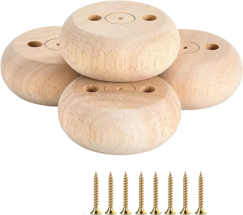 Vista 3 de Mysummer 4 patas redondas blancas para sofá de madera, patas de madera maciza para armario, sofá, otomano, soporte de TV, sofá biplaza (sin terminar)