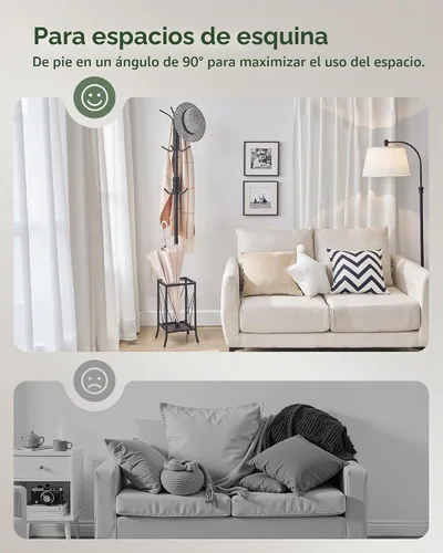 Vista 8 de CHOEZON Perchero independiente, perchero con soporte para paraguas, soporte de entrada con 12 ganchos, árbol de pasillo de metal para bolsos
