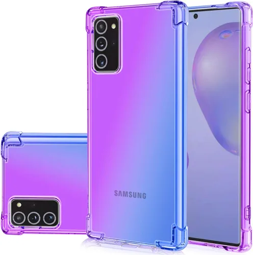 Vista 9 de Funda para Galaxy Note 20, bonita funda de TPU transparente, absorbente de golpes, ligera, azul/rosa