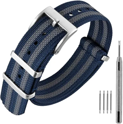 Vista 33 de ANNEFIT - Correa de reloj de nailon de 16mm 18mm 20mm 22mm, correas de reloj militares impermeables de una pieza con hebilla resistente