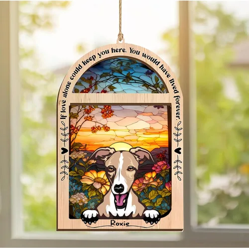 Vista 47 de LOVELYPOD Adorno de Navidad personalizado de sabueso afgano, atrapasoles con nombre, regalos de pérdida de mascotas, regalos para amantes