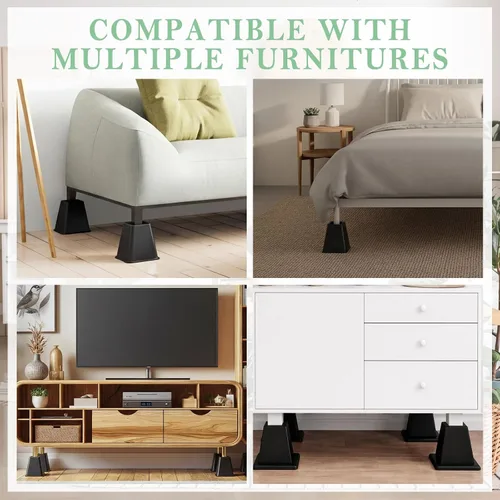 Vista 8 de Novabright Paquete de 4 elevadores de cama para dormitorio universitario de 6 pulgadas, extensores de cama de plástico extra resistentes, apilables