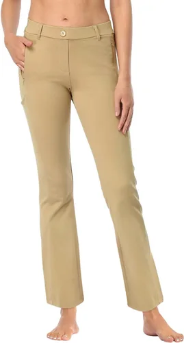 Vista 11 de HDE Pantalones de vestir de yoga para mujer de pierna recta tipo pull-on con 8 bolsillos Negro