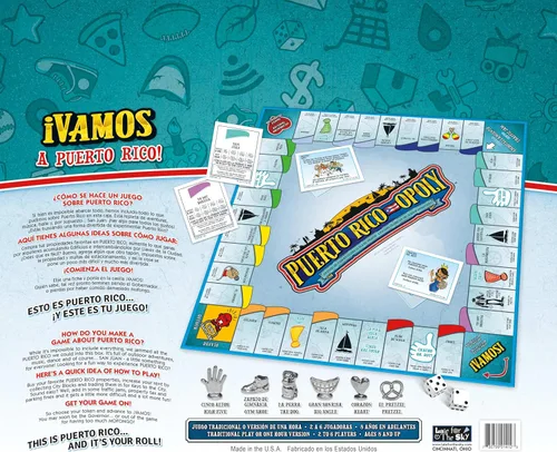 Vista 5 de Late for The Sky Puerto RICO-OPOLY - Juego de mesa bilingüe, cultura puertorriqueña para mayores de 8 años, 2 a 6 jugadores, fichas coleccionables