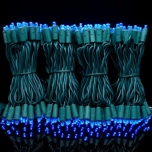 Vista 4 de YULETIME 200 luces LED de Navidad azules de gran angular, 66 pies, cable verde, certificado UL, 0.197 in, juego de luces navideñas (azul) Stay