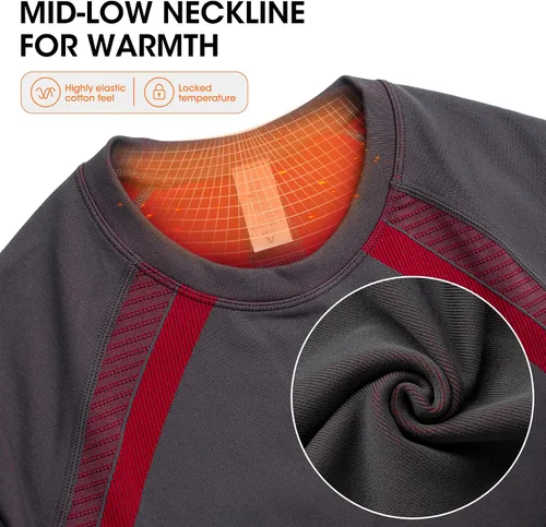 Vista 3 de BangJiaju Conjunto de ropa interior térmica para mujer, capa base, ropa interior deportiva de compresión para clima frío