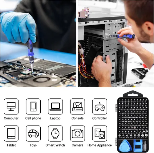 Vista 3 de HPFIX Juego de destornilladores de precisión de 124 piezas con 101 puntas magnéticas, kit de herramientas de reparación electrónica para iPhone