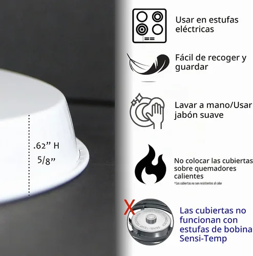 Vista 4 de Reston Lloyd, Fundas para quemadores para estufa eléctrica, fundas decorativas de lata ligeras, juego de 4 (2-8 pulgadas y 2-10 pulgadas), oculta