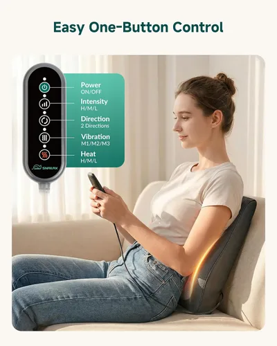 Vista 7 de Snailax Masajeador de espalda con calor, almohada de masaje de cuello Negro 128