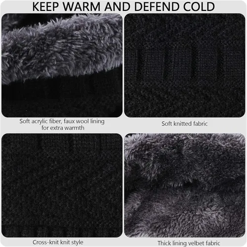 Vista 3 de Gorro y bufanda de invierno con forro polar, unisex, diseño de calavera