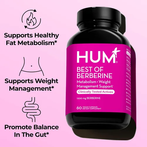 Vista 2 de HUM Mejor suplemento de berberina 1200 mg, potencia pura para el bienestar metabólico, salud intestinal, suplementos puros de berberina mejorados