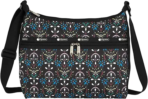 Vista 6 de LeSportsac Cloistered Jewels - Bolso bandolera grande estilo 3710color E469, azulejos de arte de mosaico diseñados en coloridos motivos de cresta