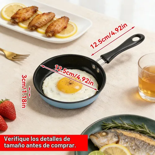 Vista 2 de HERCHR - Sartén pequeña para huevos, sartén de 4.9 pulgadas de acero inoxidable para huevos pequeños, sartén antiadherente redonda con mango