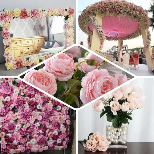 Vista 5 de Efavormart 12 arbustos Ramos de capullos de rosas artificiales de seda de primera calidad