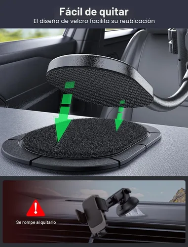 Vista 7 de MOKPR Cargador de coche inalámbrico, con cuello de cisne ajustable, cargador de automóvil de sujeción automática, tablero de instrumentos