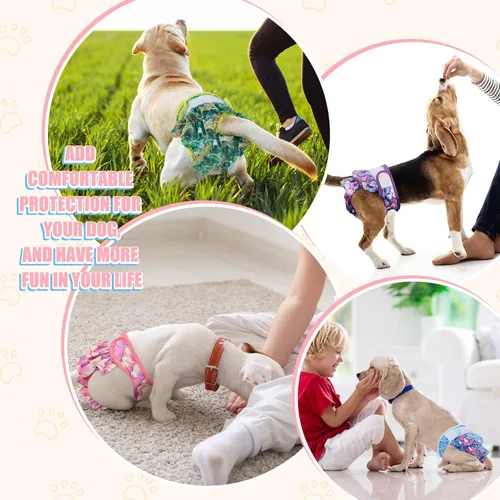 Vista 6 de Paquete de 4 Pañales para Perras Hembras Lavables Pañales para Perros Reutilizables Pañales para Cachorros Altamente Absorbentes Cómodos Pañales