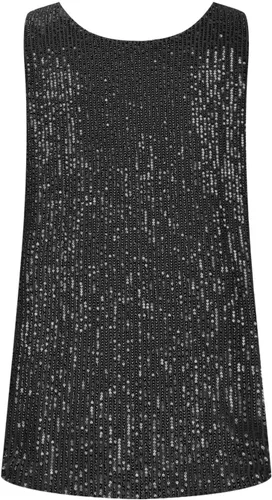 Vista 4 de Camisetas de lentejuelas para mujer, sin mangas, cuello redondo, brillante, sexy, para fiesta, camiseta sin mangas brillante