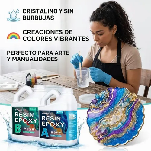 Vista 2 de 1 Gallon Epoxy Resin Kit – Self-Leveling, Bubble-Free, Non-Yellowing, High Gloss Finish–1:1 Mix Ratio for DIY Crafts, Table Tops, Coasters, Jewelry