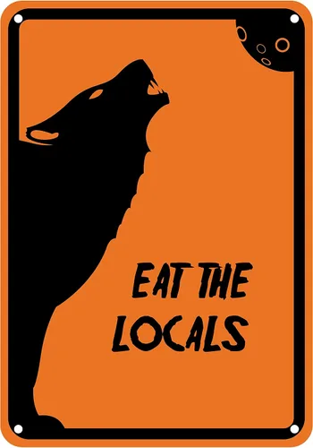 Vista 10 de Señal reflectante de aluminio de Halloween "Eat The Locals" 7" x 10" (HW-0084-RA)